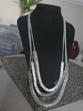 Vintage Silver Multi-Strand Textured Necklace